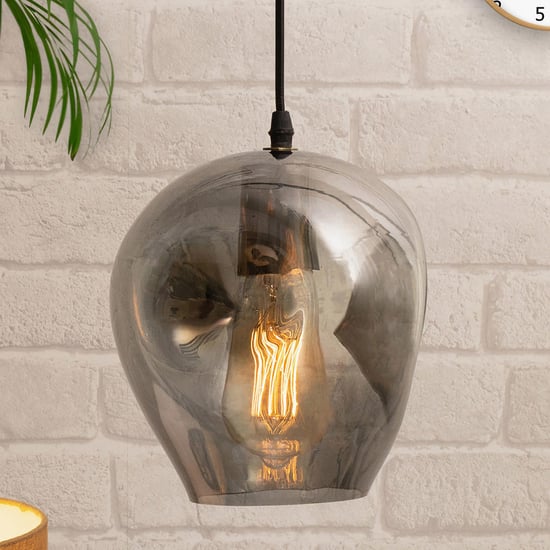 HOMESAKE Grey Organic Glass Drop Pendant Light