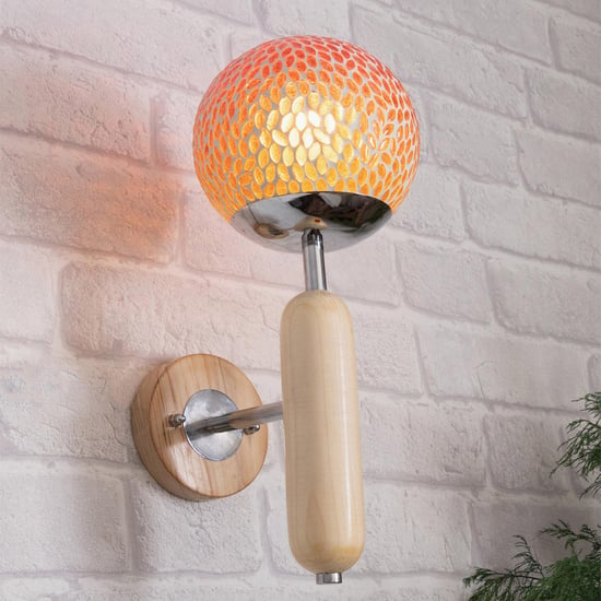 HOMESAKE Contemporary Decor Orange Wood Wall Sconce Lamp