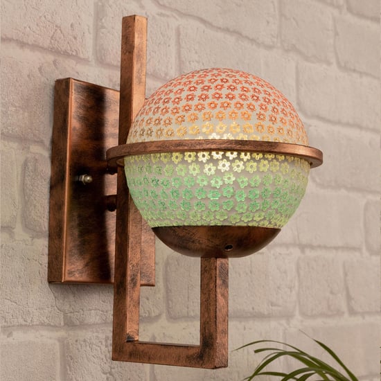 HOMESAKE Copper And White Glass Globe Wall Sconce