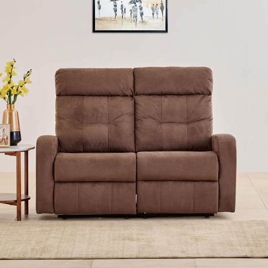 Helios Toledo Fabric 2-Seater Manual Recliner - Brown