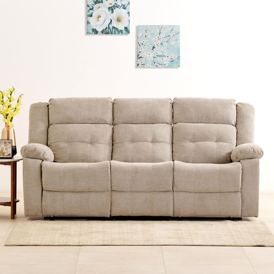 Helios Zurich Fabric 3-Seater Manual Recliner - Beige