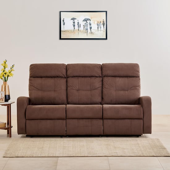 Helios Toledo Fabric 3-Seater Manual Recliner - Brown