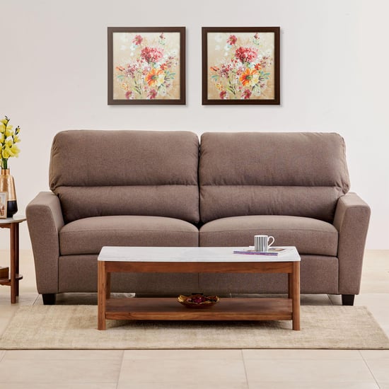 Helios Piper Fabric 3-Seater Sofa - Coffee