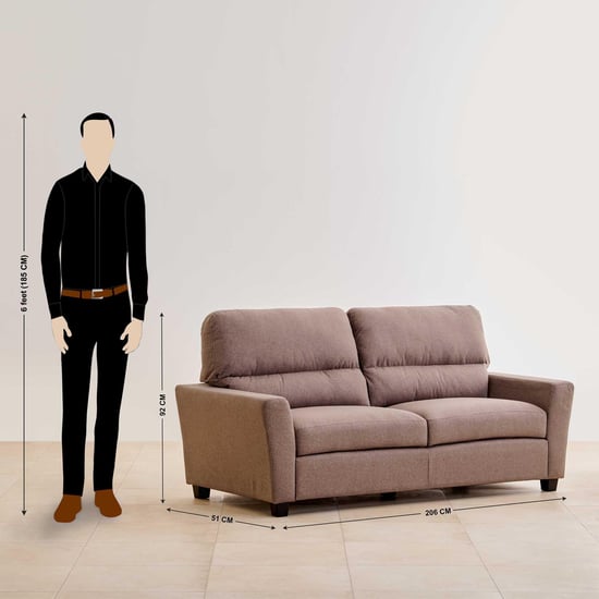 Helios Piper Fabric 3-Seater Sofa - Coffee