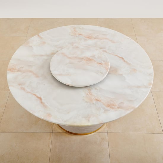 Vegas Faux Marble Top 6-Seater Dining Table - Beige
