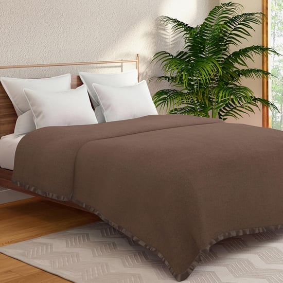 PORTICO Serenity Brown Solid Cotton Queen Blanket