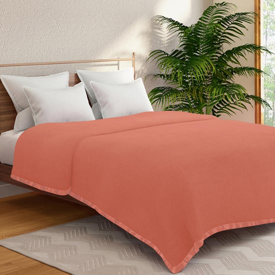 PORTICO Serenity Peach Solid Cotton Queen Blanket