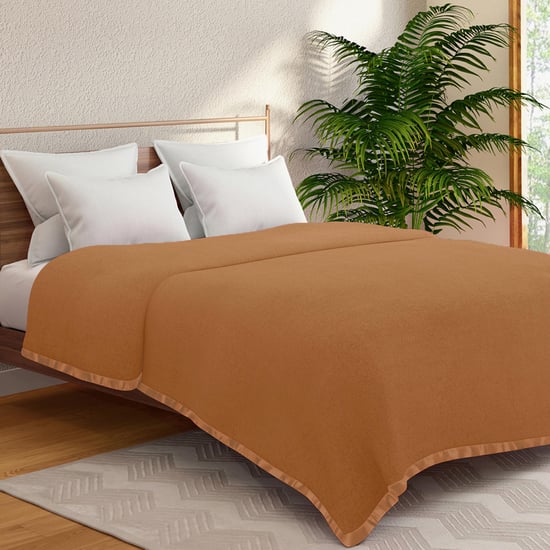 PORTICO Serenity Brown Solid Cotton Queen Blanket