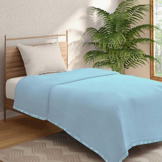 PORTICO Serenity Blue Solid Cotton Single Blanket