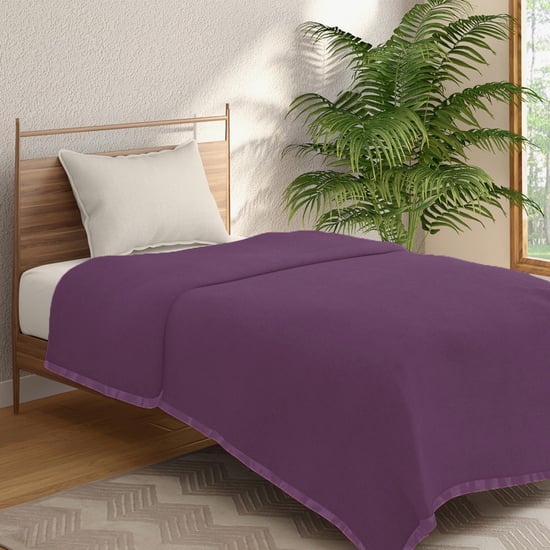 PORTICO Serenity Purple Solid Cotton Single Blanket