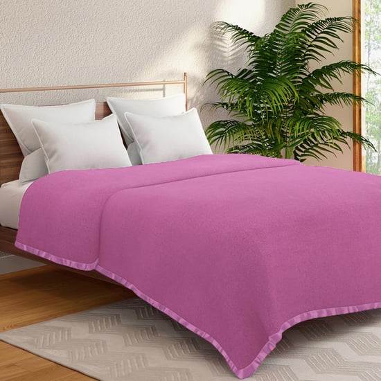 PORTICO Unwind Purple Solid Cotton Queen Blanket