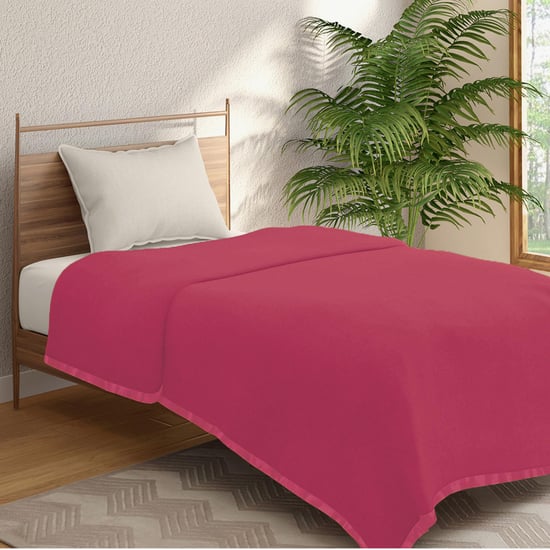 PORTICO Unwind Pink Solid Cotton Single Blanket