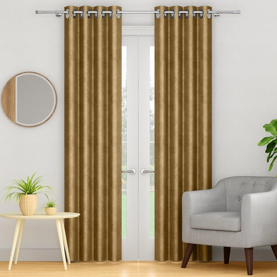 PORTICO Silken Velvet Door Curtain, Brown - 130x225cm