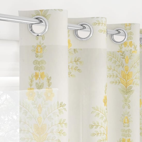 PORTICO Magnolia Curtains White Printed Window Curtain - 130 x 160 cm