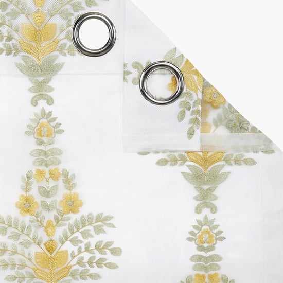 PORTICO Magnolia Curtains White Printed Window Curtain - 130 x 160 cm