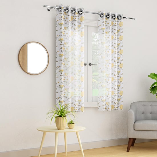 PORTICO Magnolia Curtains Yellow Embroidered Window Curtain - 130x160cm