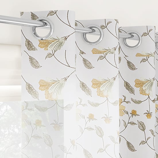 PORTICO Magnolia Curtains Yellow Embroidered Window Curtain - 130x160cm