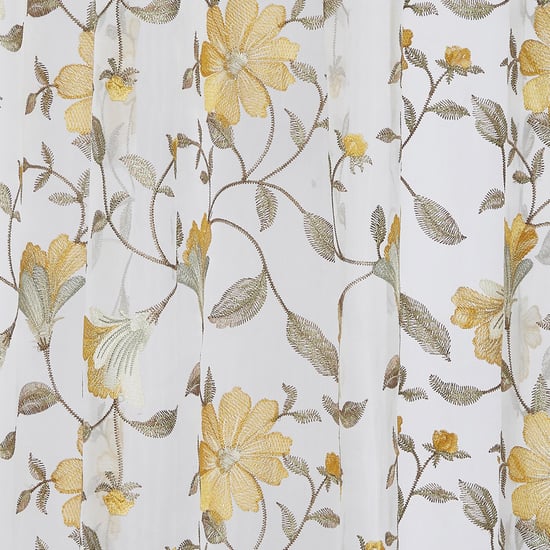 PORTICO Magnolia Curtains Yellow Embroidered Window Curtain - 130x160cm