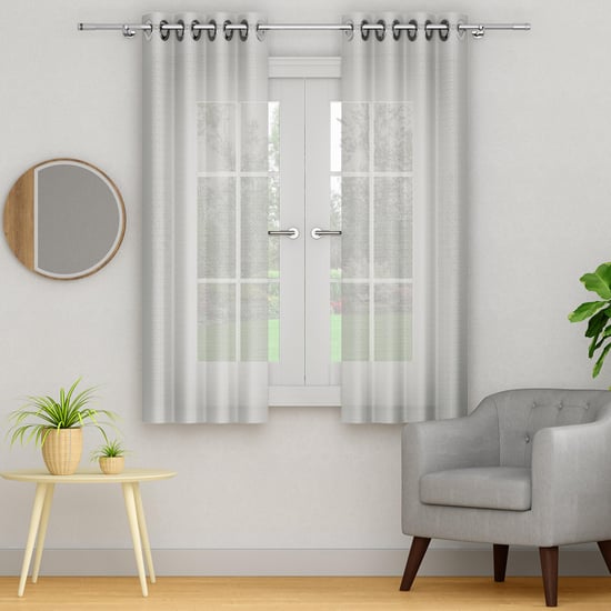 PORTICO Reflections Curtains White Printed Window Curtains - 130 x 160 cm - Set Of 2