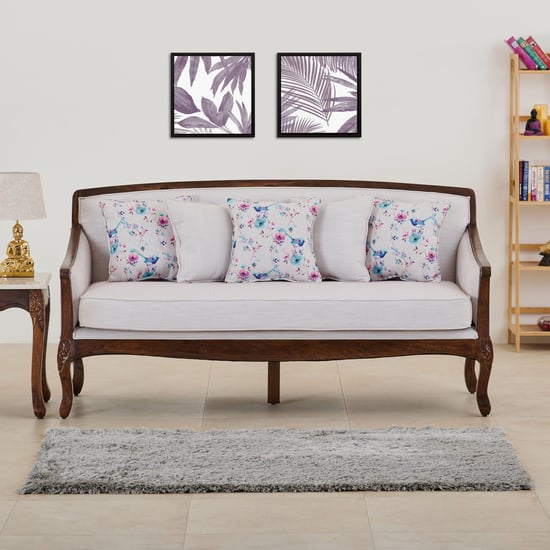 Victoria Fabric 3-Seater Sofa with Cushions White White - Main Image