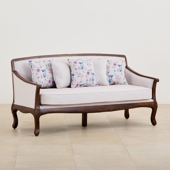 Victoria Fabric 3-Seater Sofa with Cushions - White