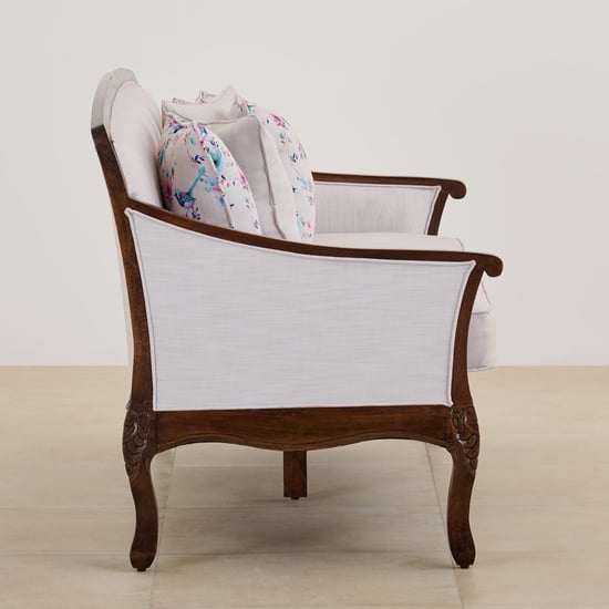 Victoria Fabric 3-Seater Sofa with Cushions - White