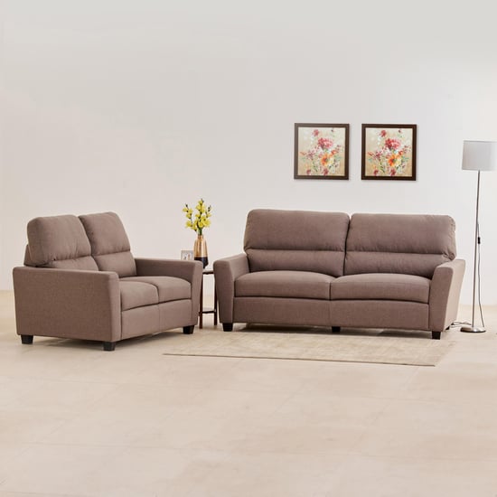 Helios Piper Fabric 3+2 Seater Sofa Set - Brown