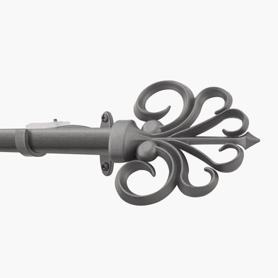 DECO WINDOW Fashion Grey Metal Extendable Curtain Rod with Hooks - 144x12.5x7.5cm