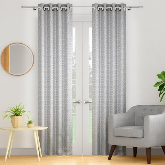 PORTICO Sketch Grey Jacquard Patterned Door Curtain - 130x225cm - Set of 2