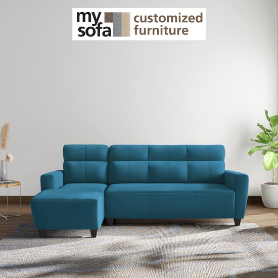 Helios Emily Velvet 3-Seater Left Corner Sofa with Chaise - Customized Furniture