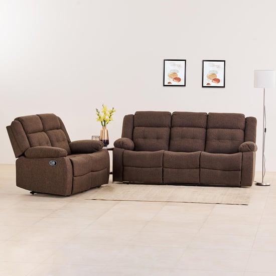 Helios Zurich Fabric 3+2 Seater Recliner Set - Brown