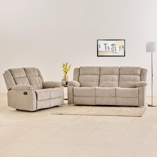 Helios Zurich Fabric 3+2 Seater Recliner Set - Beige