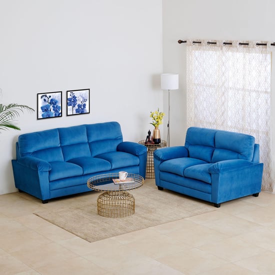 Mojo Velvet 3+2 Seater Sofa Set - Blue