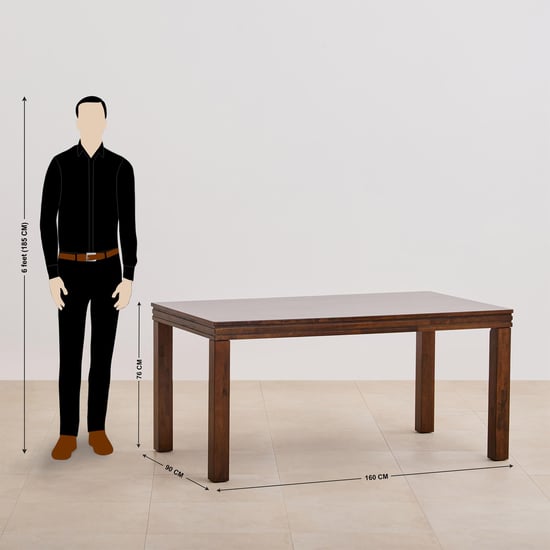 Hercules Solid Wood 6-Seater Dining Table - Brown