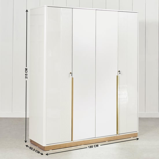 Vegas 4-Door Wardrobe with Mirror and Drawers - Grey