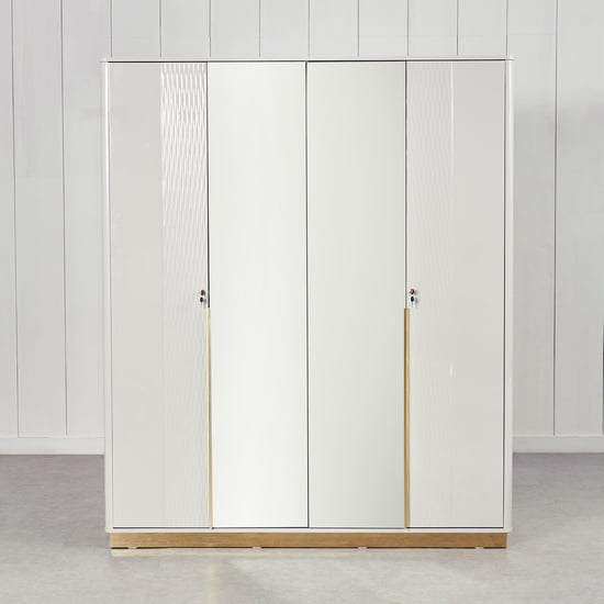 Vegas 4-Door Wardrobe with Mirror and Drawers - Grey
