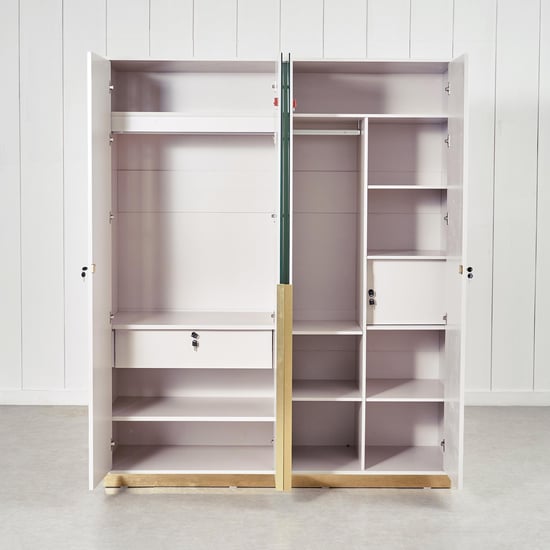 Vegas 4-Door Wardrobe with Mirror and Drawers - Grey