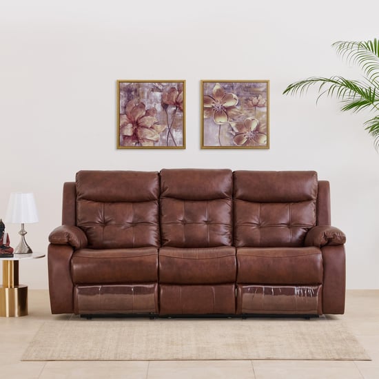 Blake Half Leather 3-Seater Electric Recliner - Tan