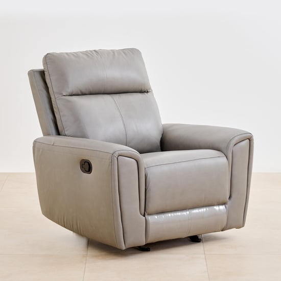 Eddison Half Leather 1-Seater Glider Recliner - Grey