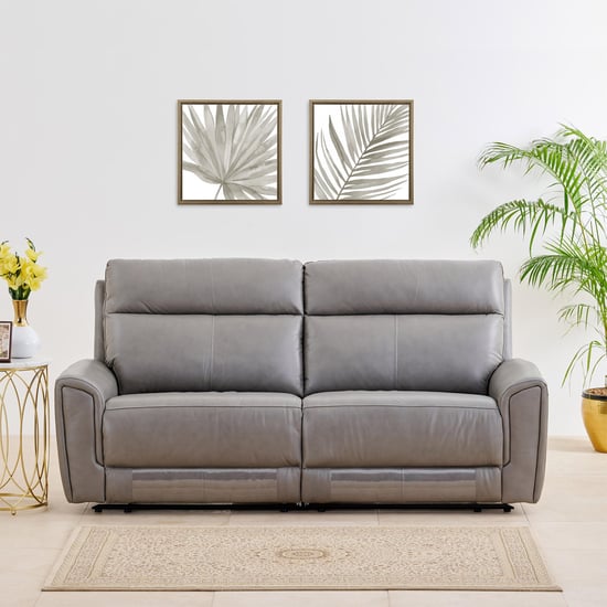 Eddison Half Leather 3-Seater Recliner - Grey