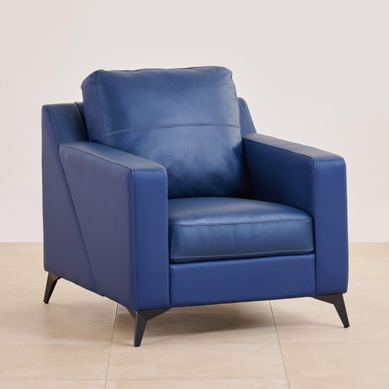 Madison Half Leather 3+2+1 Seater Sofa Set - Blue