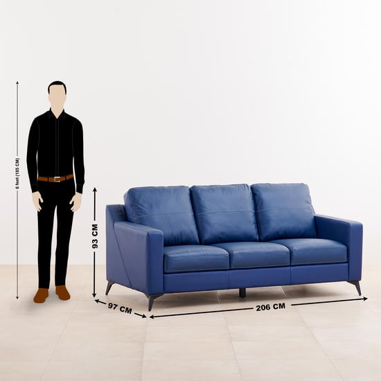 Madison Half Leather 3+2+1 Seater Sofa Set - Blue