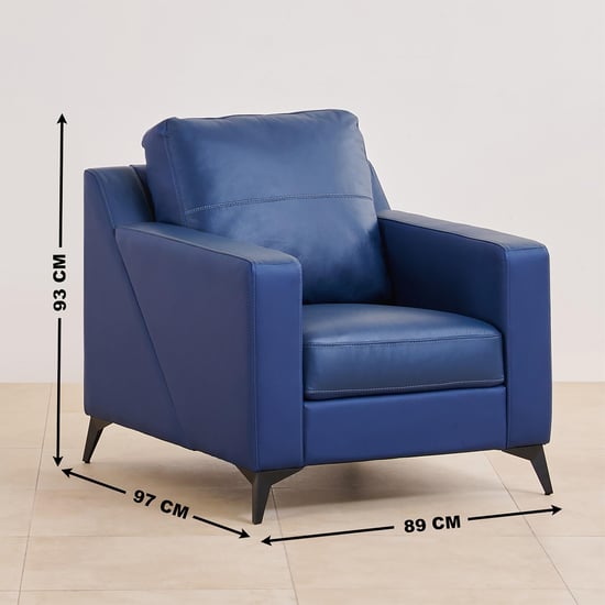 Madison Half Leather 3+2+1 Seater Sofa Set - Blue