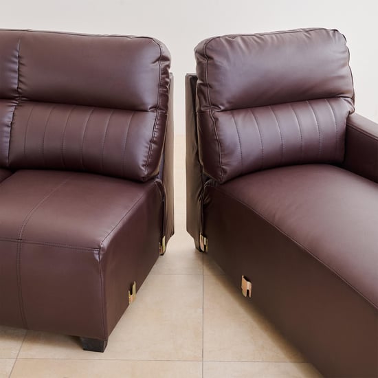 Albury Faux Leather 3-Seater Right Corner Sofa with Chaise - Madrid Brown