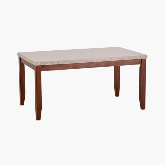 (Refurbished) Oxville Marble Top 6-Seater Dining Table - Brown