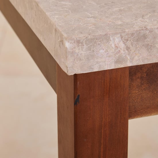 (Refurbished) Oxville Marble Top 6-Seater Dining Table - Brown