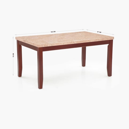 (Refurbished) Oxville Marble Top 6-Seater Dining Table - Brown