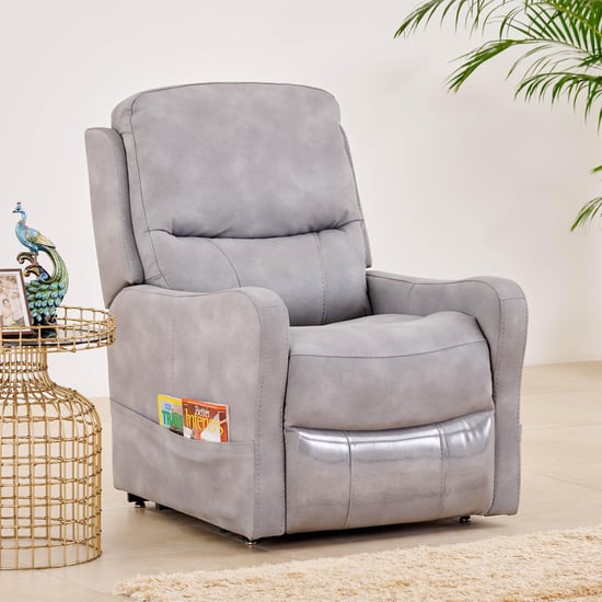 Annie 1-Seater Half-Leather Motorised Electric Lift-Up Recliner - Grey