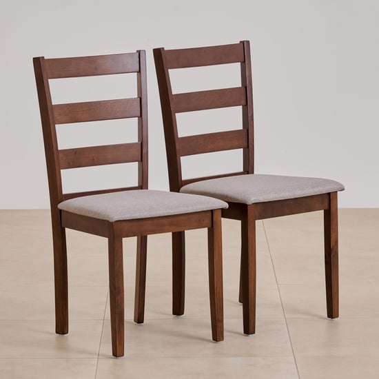 Helios Lia Set of 2 Solid Wood Dining Chairs - Brown