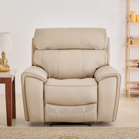 Stockholm Half Leather 1-Seater Electric Recliner - Cream